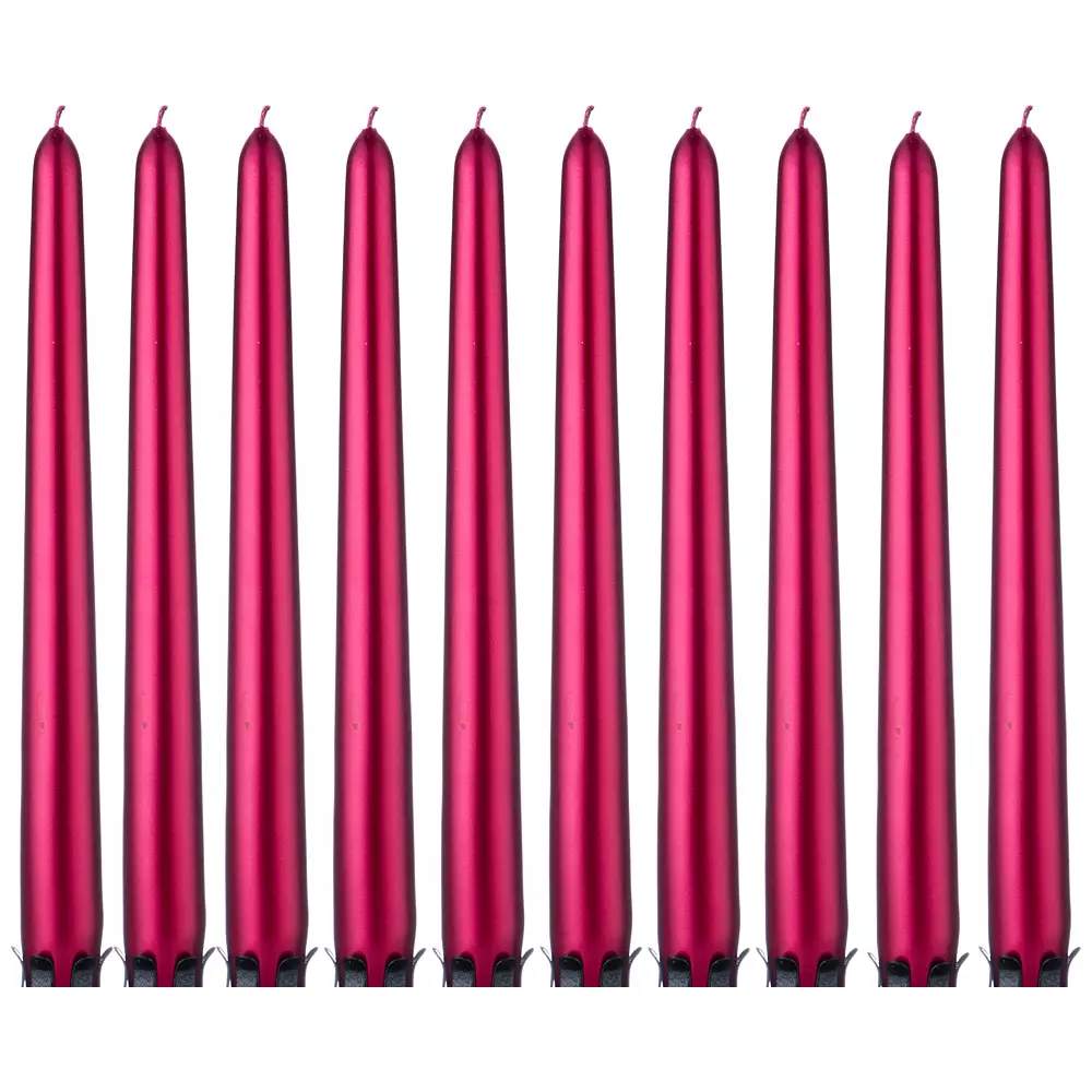 Набор свечей 10 шт 24 см Аdpal металлик красный 348-638