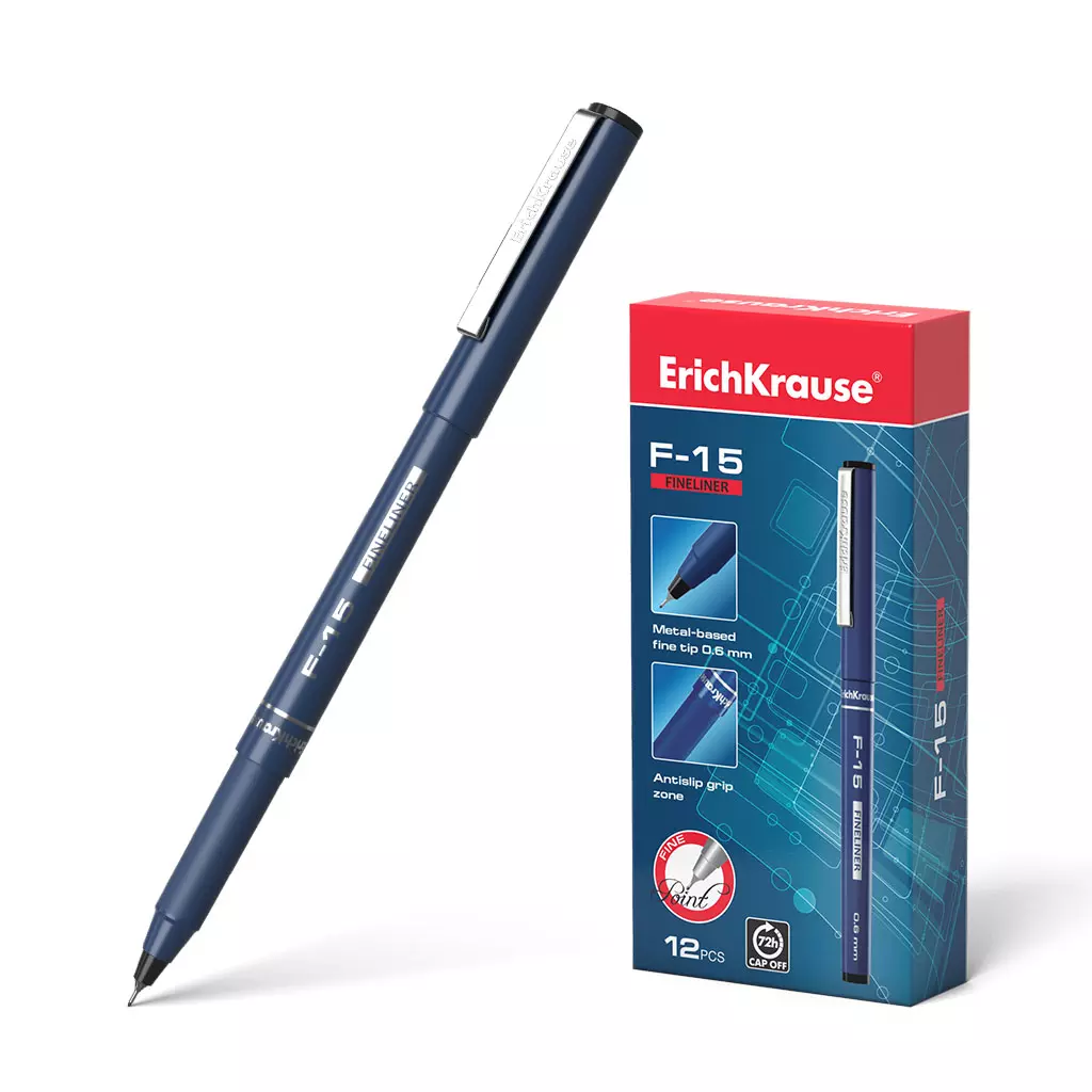 Ручка капиллярная ErichKrause 37066 F-15, цвет чернил черный