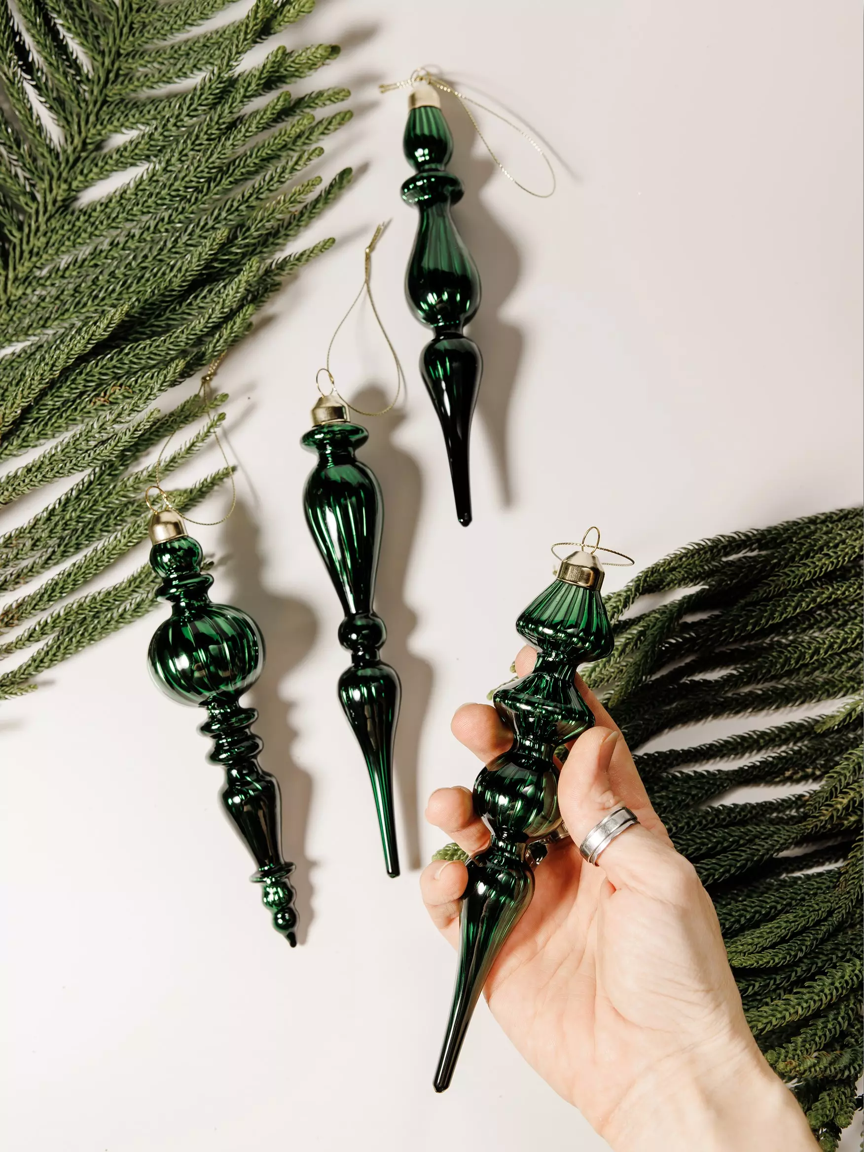 Елочные украшения стекло (4 шт) Волшебство на ветках VNV24/4-145