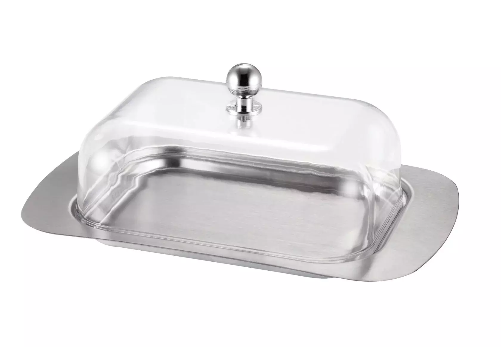 Масленка 19 см х 12 см из нержавеющей стали с акриловой крышкой, R-1700