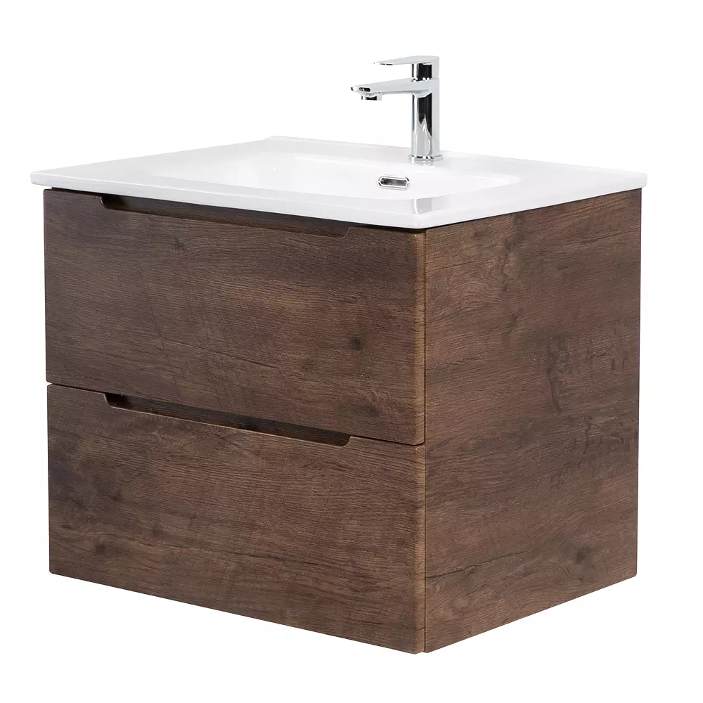 Подвесная тумба с раковиной BelBagno 60 см темное дерево ETNA-600-2C-SO-RW-P+BB600ETL