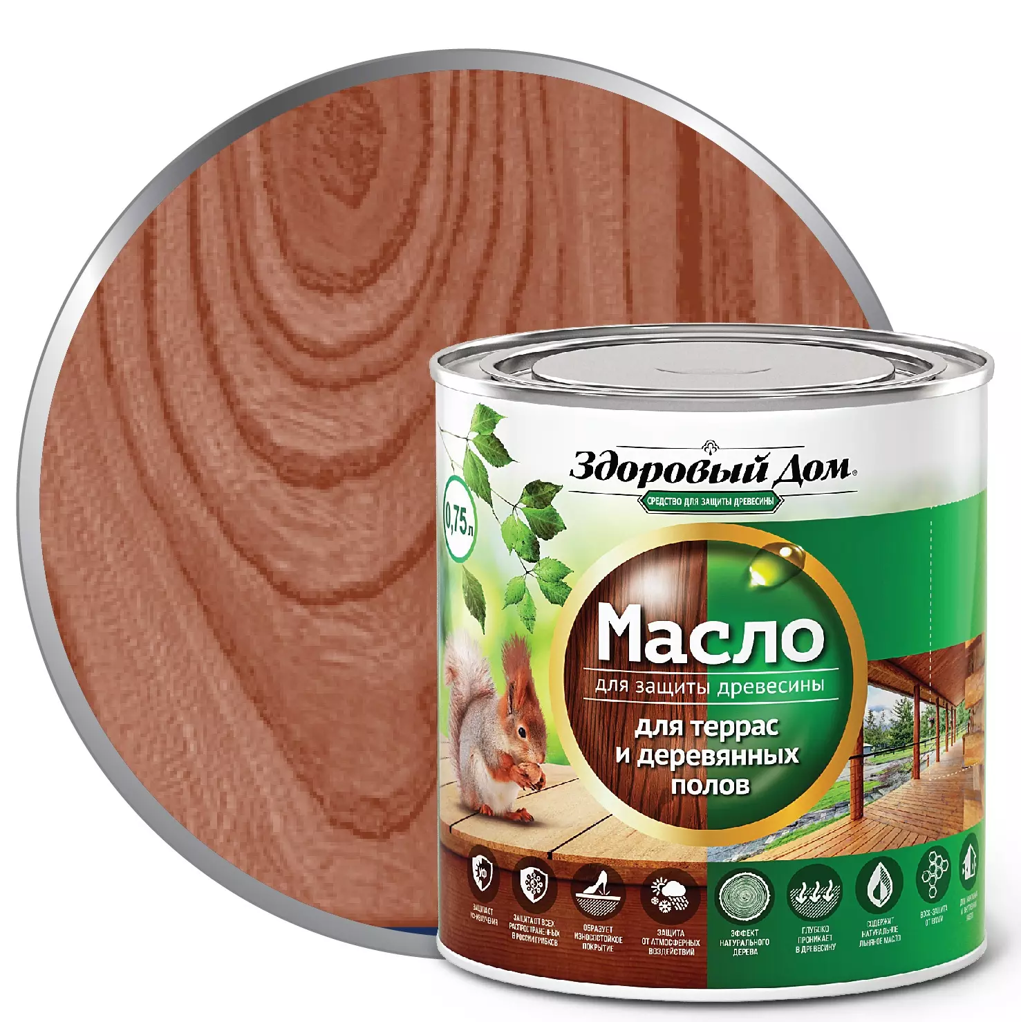 Масло для террас Здоровый Дом махагон 1,8 л