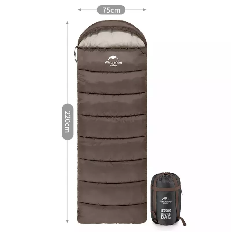 Мешок спальный Naturehike U350, 190х30х75 см, правый, ТК: +1C, коричневый NH20MSD07-GU350