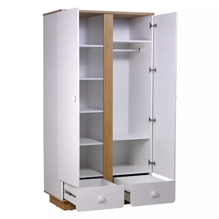 Шкаф двухсекционный Polini kids Ameli 4010, с ящиками, белый-натуральный