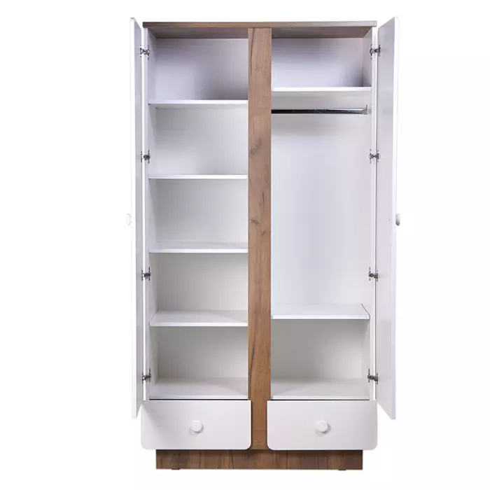 Шкаф двухсекционный Polini kids Ameli 4010, с ящиками, белый-натуральный