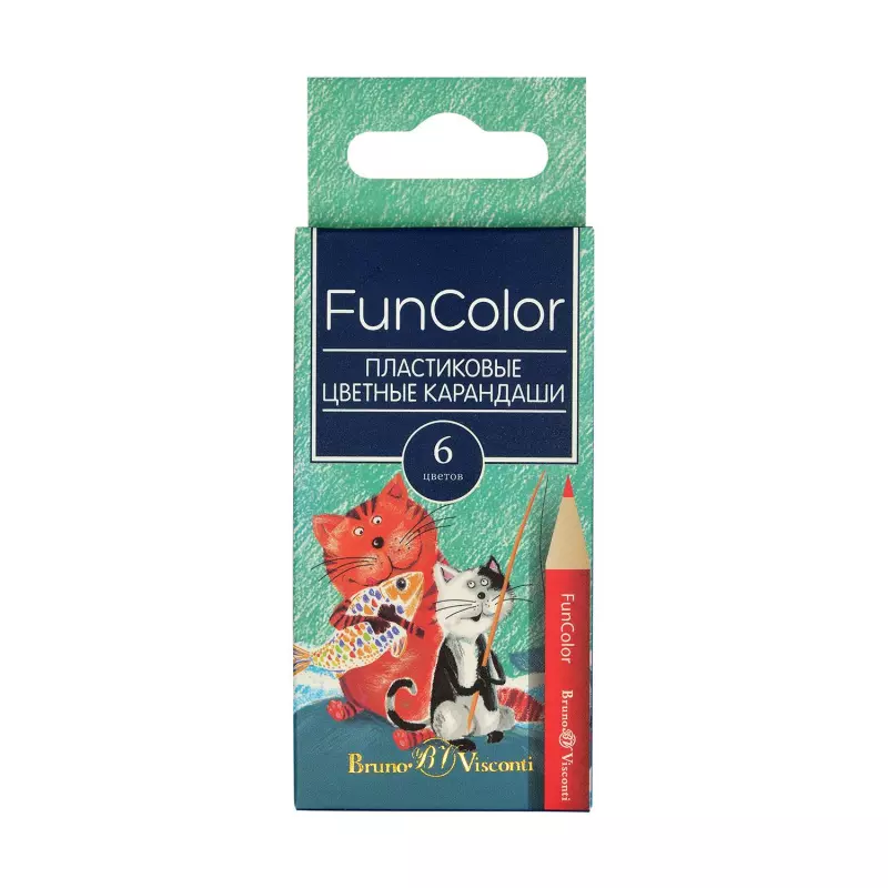 Цветные карандаши 6 цветов 4 вида УКОР FUNCOLOR (пластиковые), 30-0089