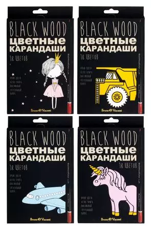 Цветные карандаши 18 цветов пластиковые BlackWoodColor,