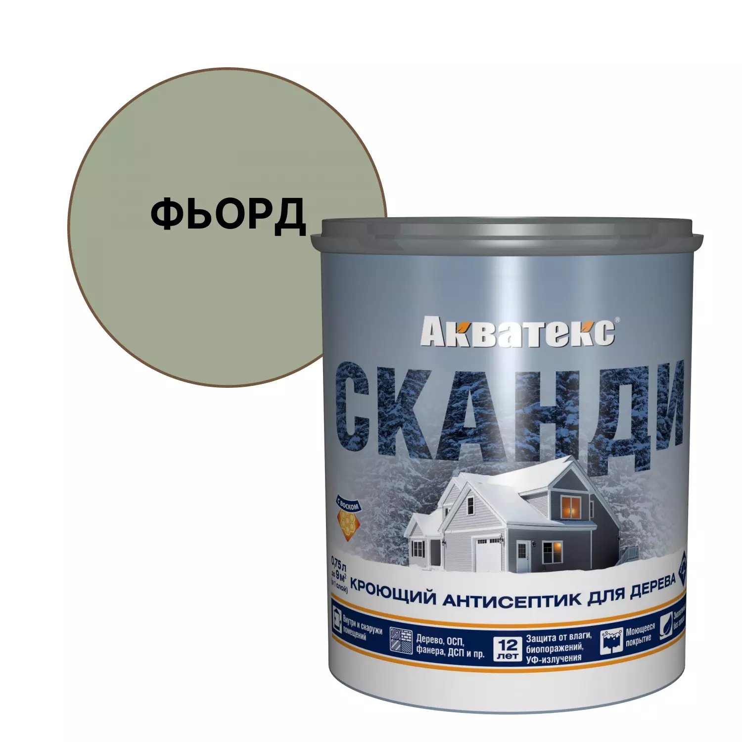 Кроющий антисептик для дерева Акватекс Сканди фьорд 0,75 л