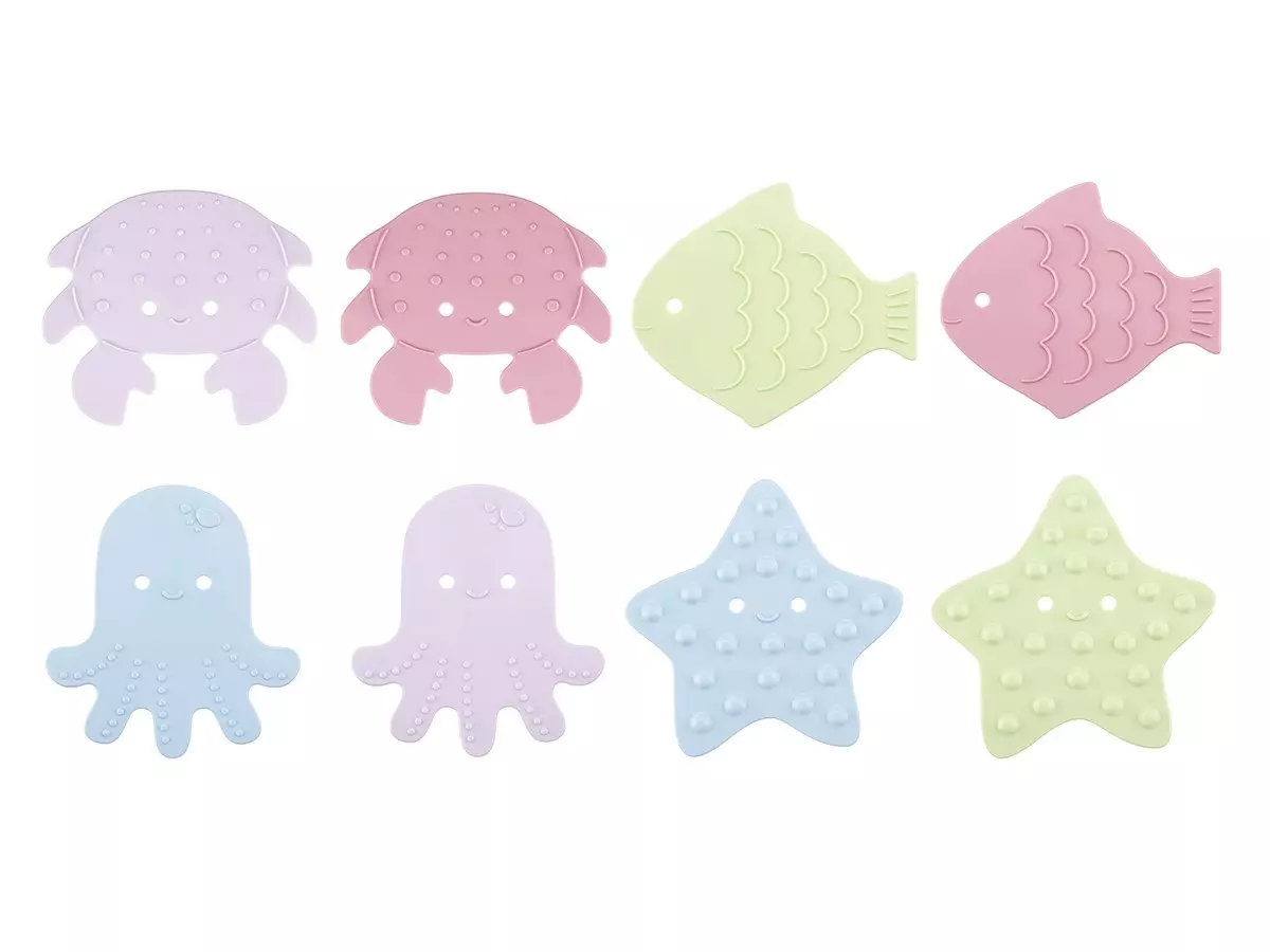 Набор игрушек для ванны мини-коврики SEA ANIMALS пастель 8 шт Roxy-Kids RBM-008-SA