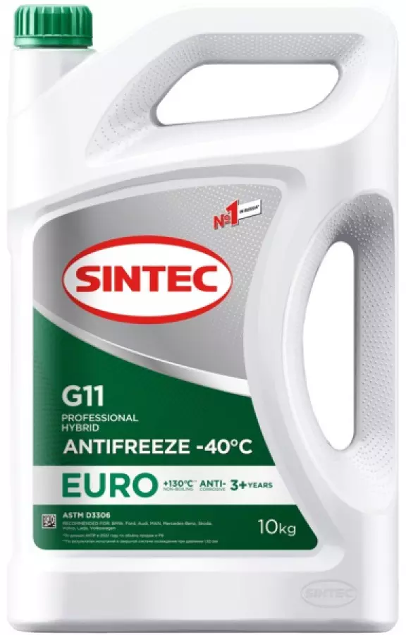 Антифриз Sintec EURO G11 -40С, 10 кг, зеленый, арт. 990571