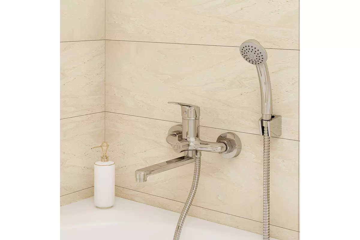 Смеситель для ванны, длинный излив 17 см, хром, Milardo Simp SIMSB02M02, латунь