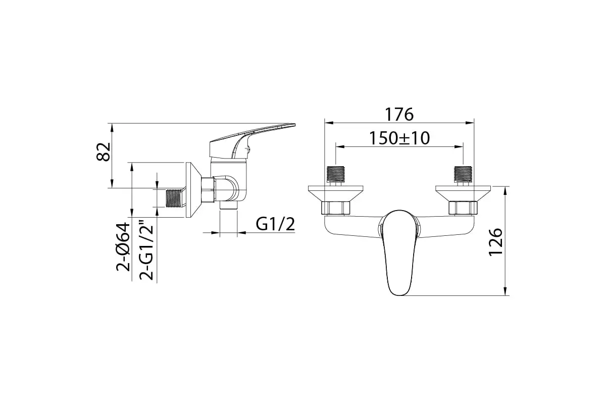 Смеситель для душа, хром, Milardo Simp, SIMSB00M03WA, латунь