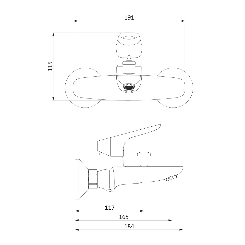 Смеситель для ванны черный RedBlu Origin Bit 771000300
