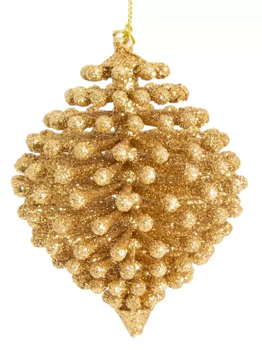 Новогоднее подвесное украшение Шишка в золоте из полипропилена / 7,5x7,5x10,5см 89083