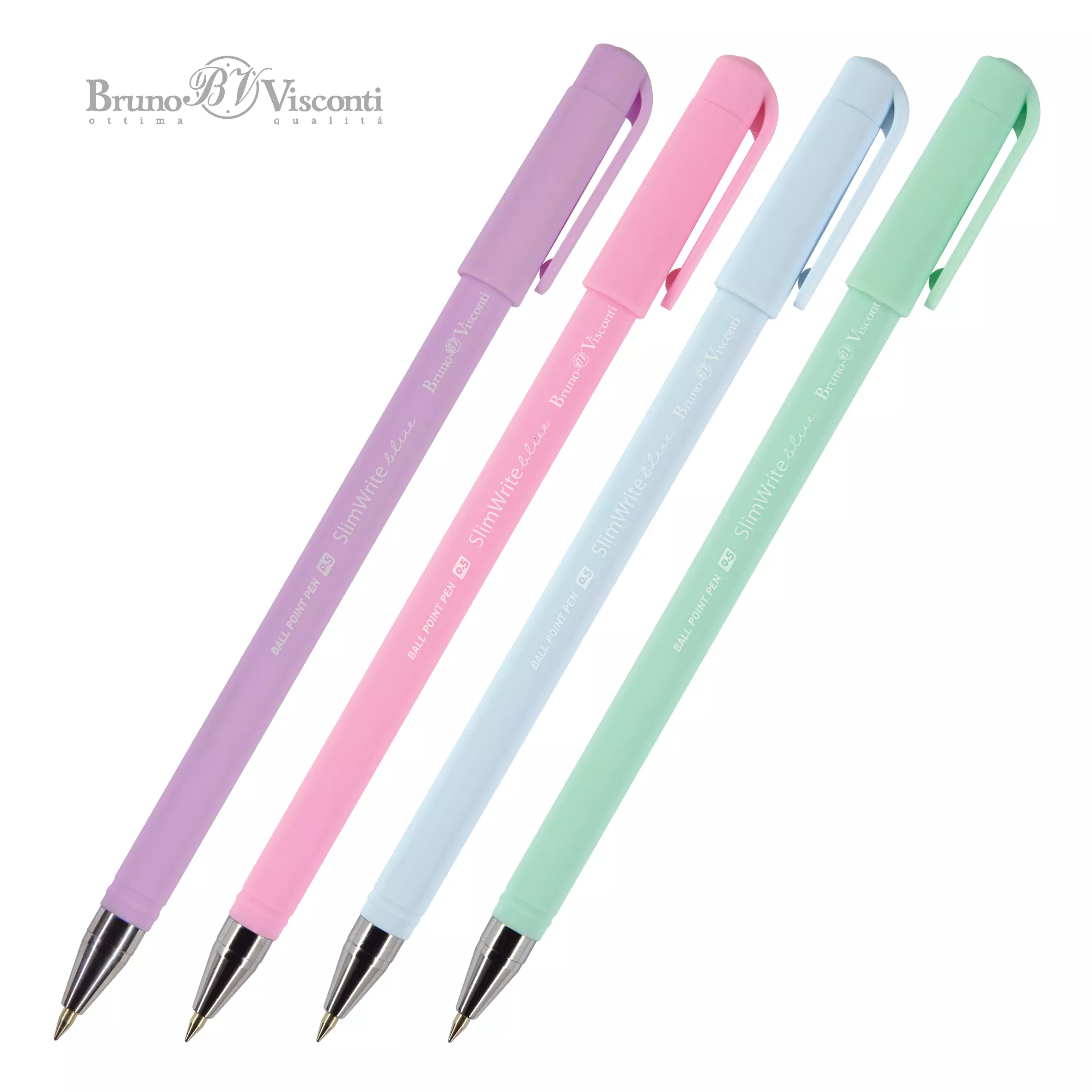 Шариковая ручка BrunoVisconti SlimWrite Zefir, 0.5 мм, синяя (4 цвета корпуса)