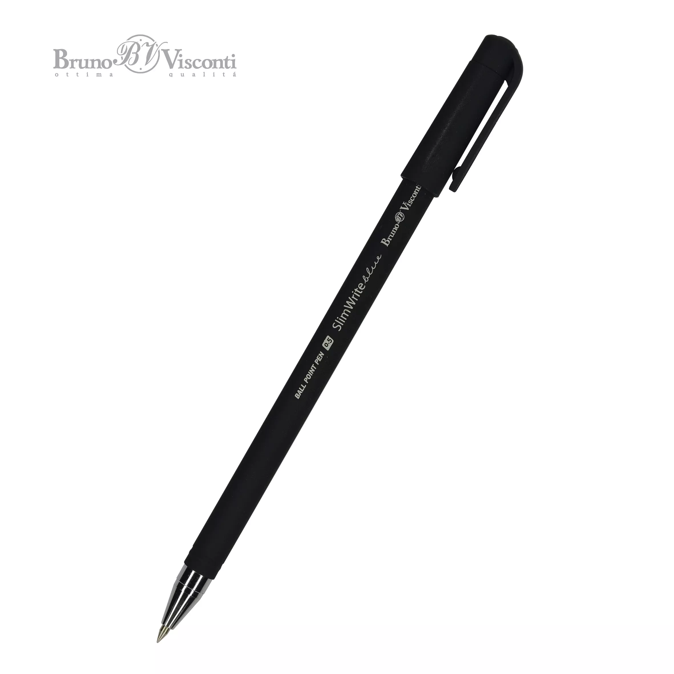 Шариковая ручка BrunoVisconti SlimWrite.BLACK, 0.5 мм, синяя