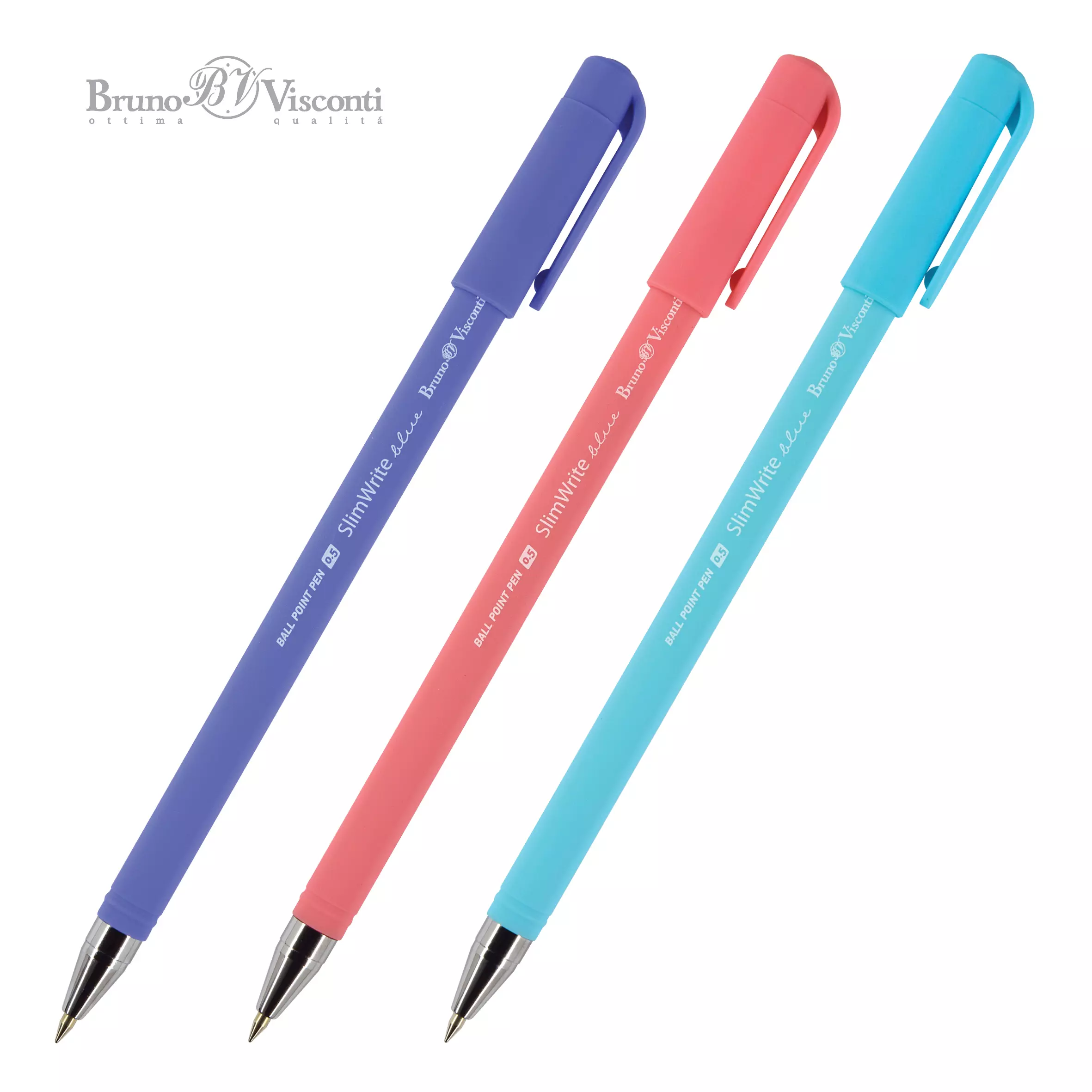 Шариковая ручка BrunoVisconti SlimWrite.JOY, 0.5 мм, синяя (3 цвета корпуса)