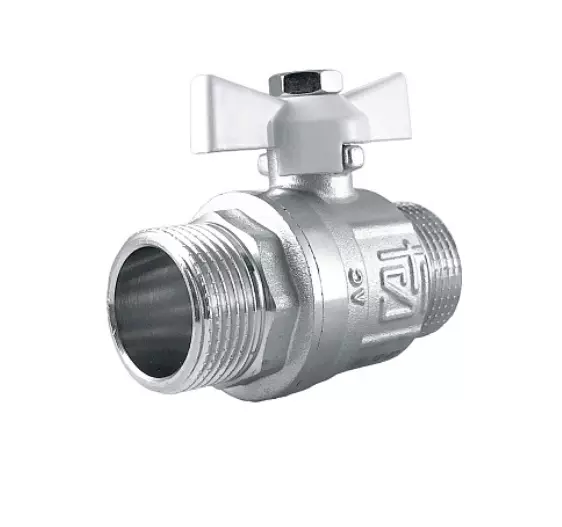 Кран шаровой полнопроходной 3/4" НР никель, бабочка белая, STI 00000003661