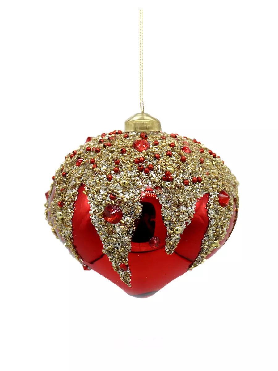 Новогоднее подвесное украшение - шар из стекла / 10*10*10см 92511