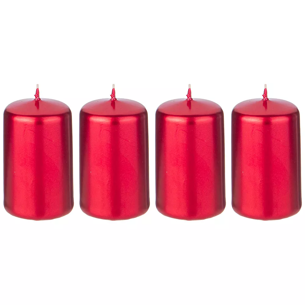Набор свечей 4 шт 7 см красный металлик Аdpal 348-860