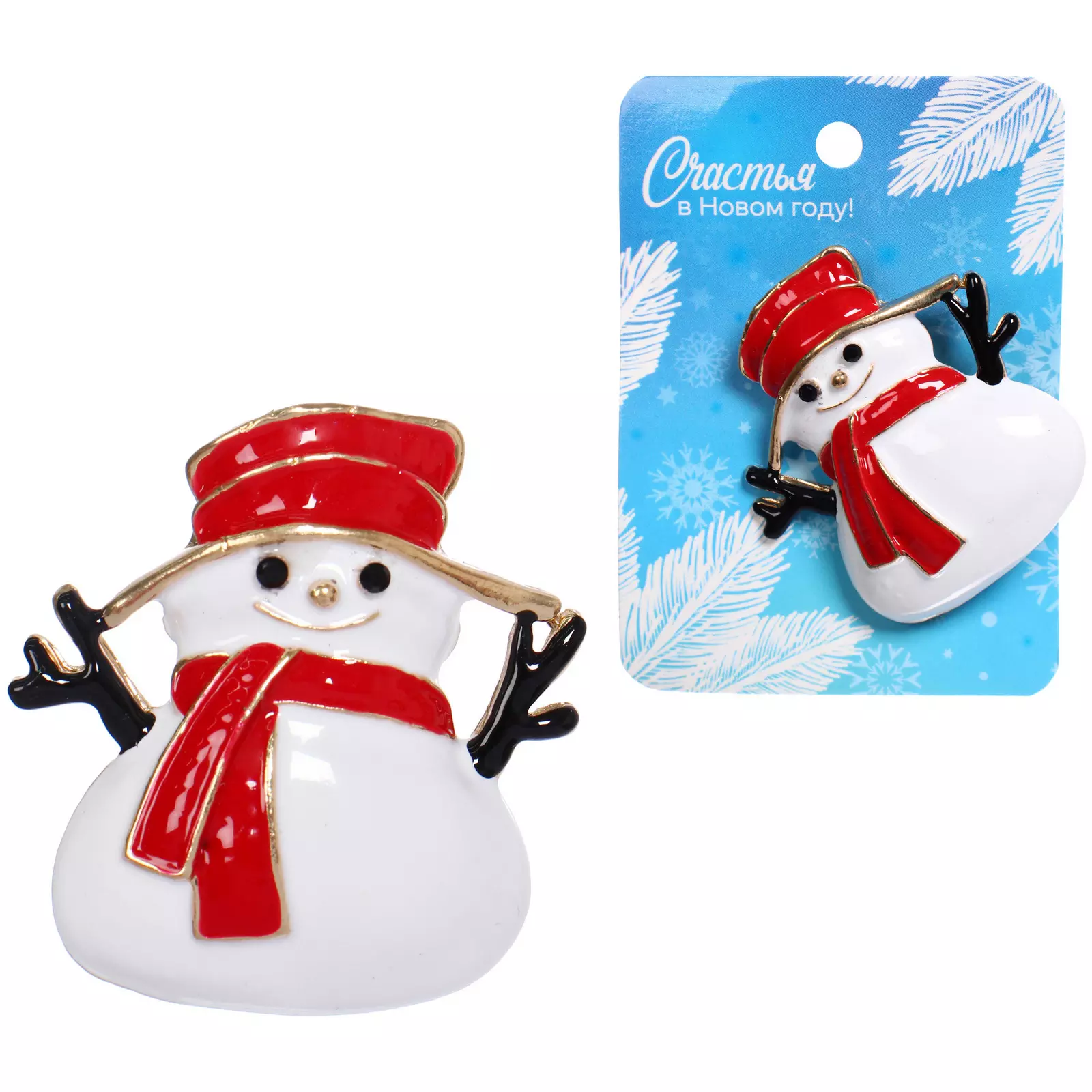 Брошь Рождественское чудо - Снеговик 545-454