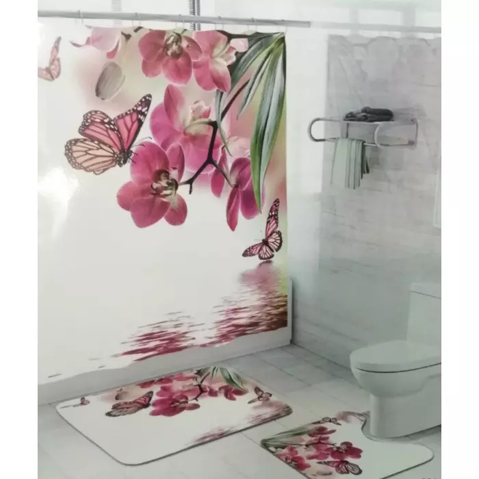Комплект для ванной комнаты Розовые цветы ZALEL 3 предмета cx304