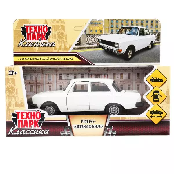 Модель машины металл ретро-модель, 12,5 см, инерция, белый Технопарк AZLK2140M-12-WH