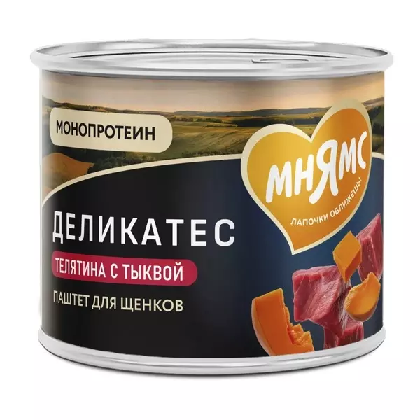 Консервы для щенков Мнямс Деликатес паштет из телятины с тыквой 200 г