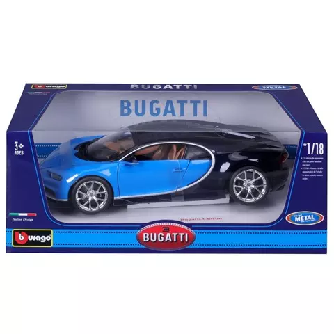 Машинка die-cast Bugatti Chiron Bburago 1:18, открывающ. двери, синяя 18-11040BU