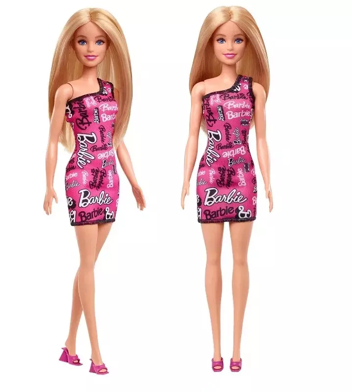 Кукла Барби в платье с принтом логотипа Barbie, HRH07