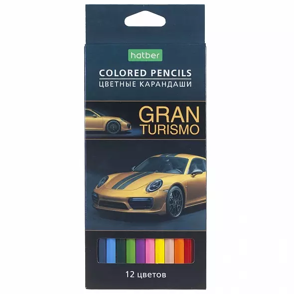 Цветные карандаши 12 цветов ECO CS_070882 -Gran Turismo- заточен.