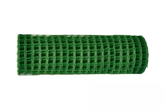 Решетка заборная в рулоне, облегченная, 1,5х25 м, ячейка 70х70 мм, пластиковая, Зеленая