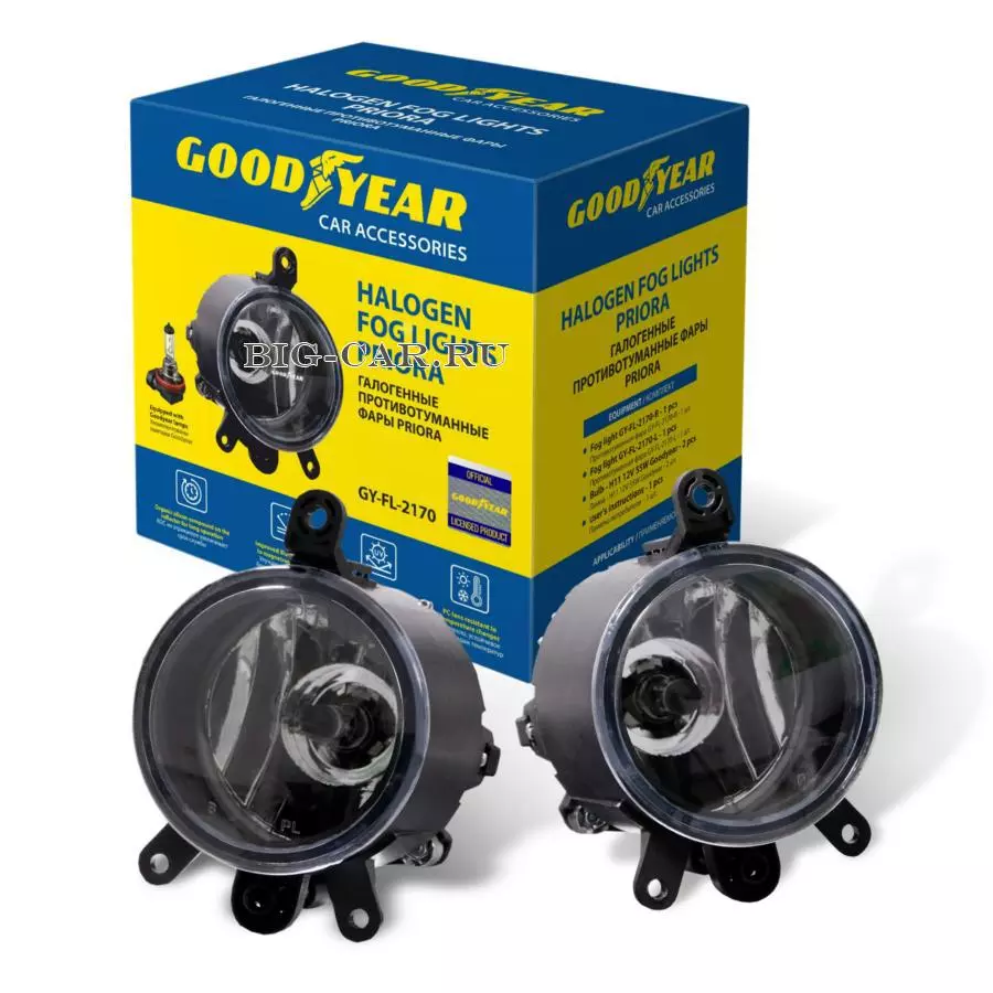 Фары противотуманные галогенные Goodyear с лампами GY-FL-2170-R / H11 12V