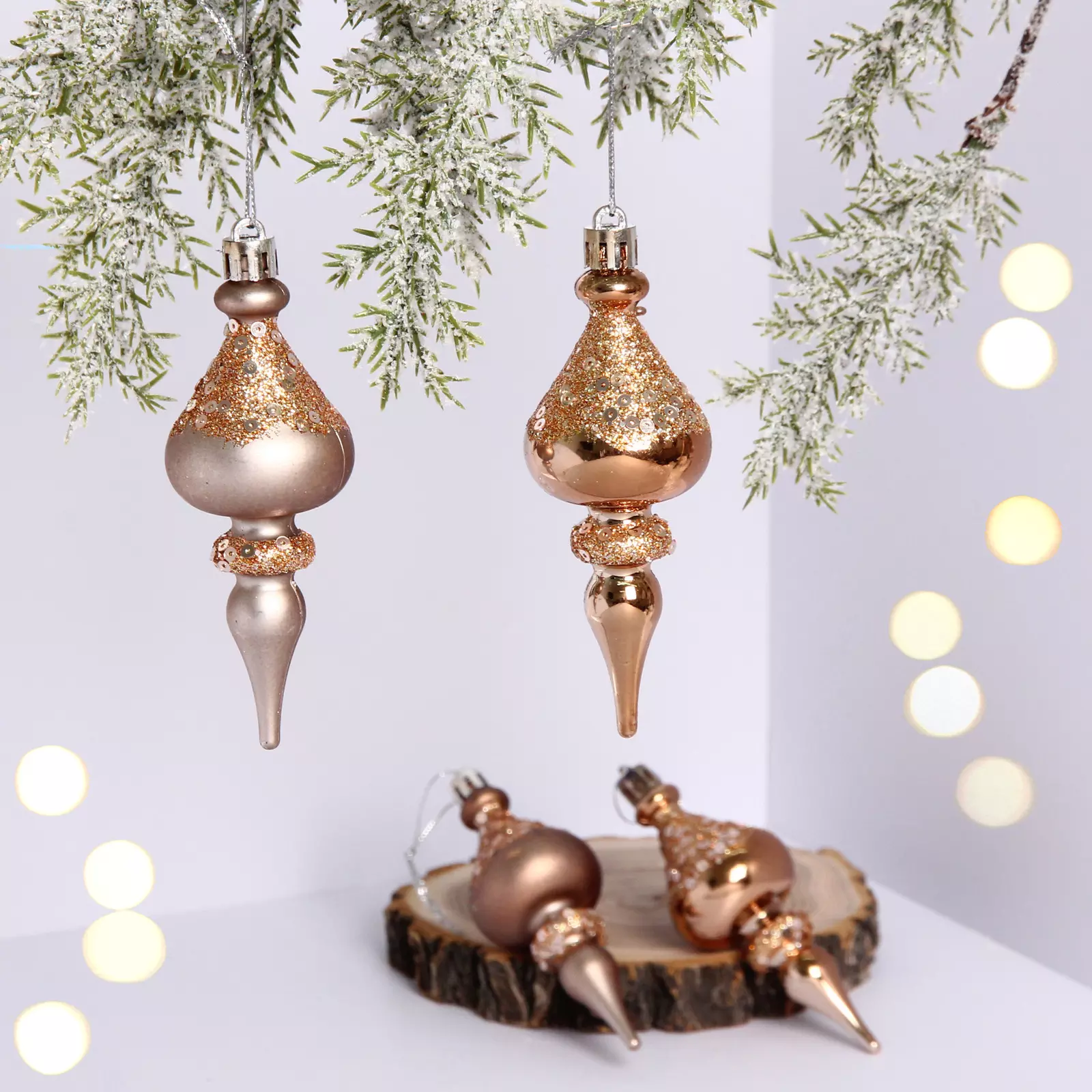 Елочные украшения Glamour 10 см (4 шт) шампань 107-6159