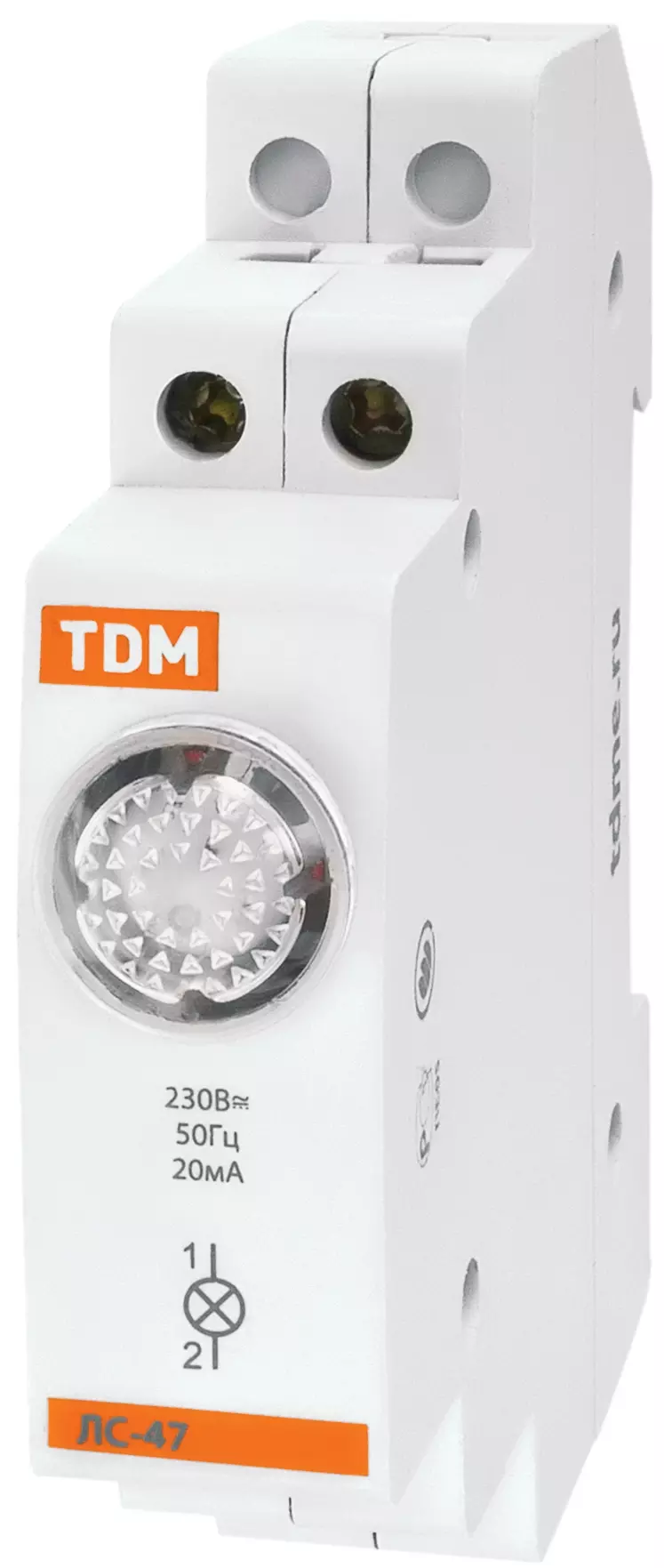Лампа сигнальная ЛС-47 желтая (LED) AC/DC TDM SQ0214-0010