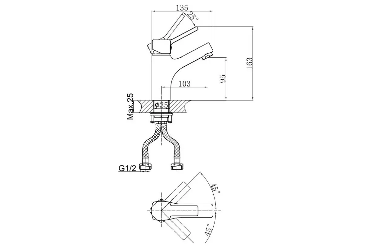 Смеситель для раковины D&K Rhein.Dusseldorf DA1492101