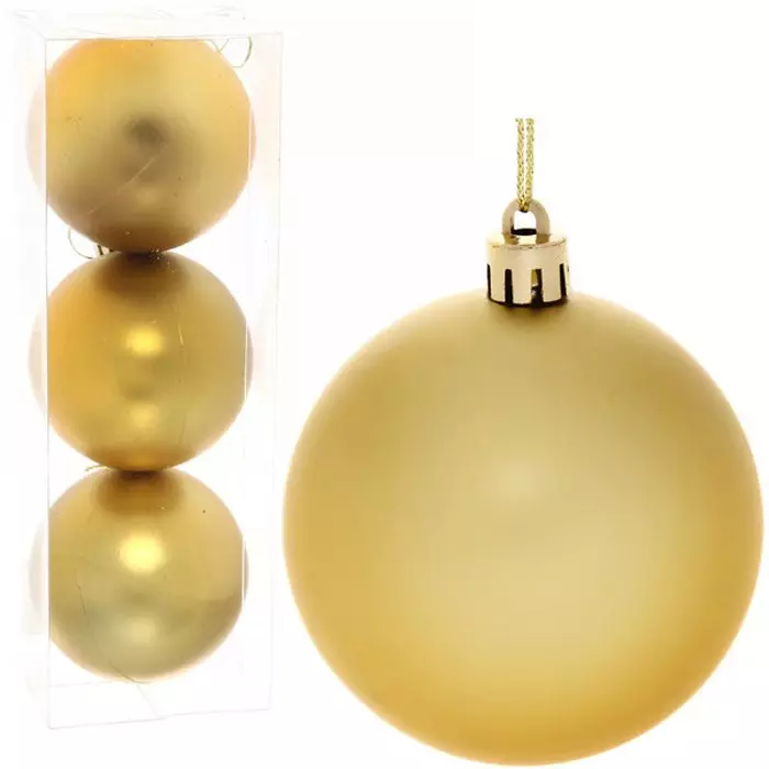 Новогодние шары 8 см (набор 3 шт) Матовый, золотой