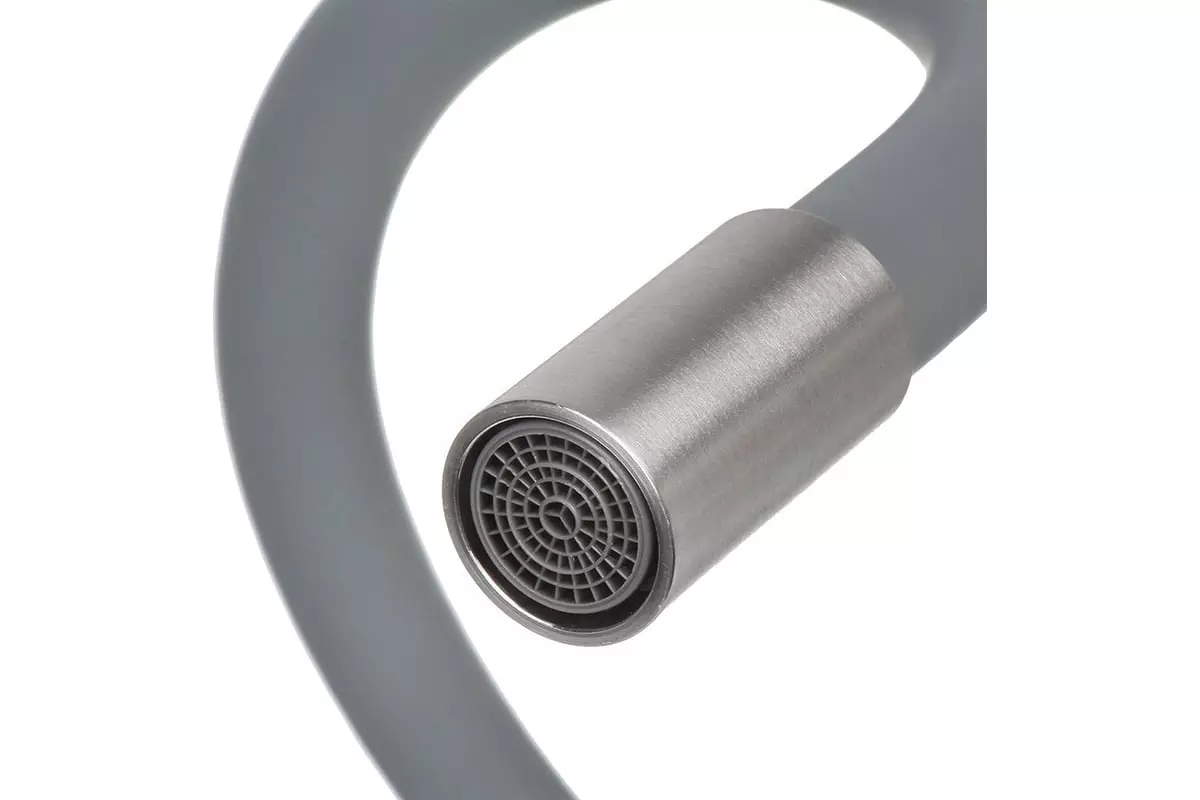 Смеситель для кухни, гибкий излив, серый/сатин, АНТЕЙ Дюна 511520, нерж. сталь