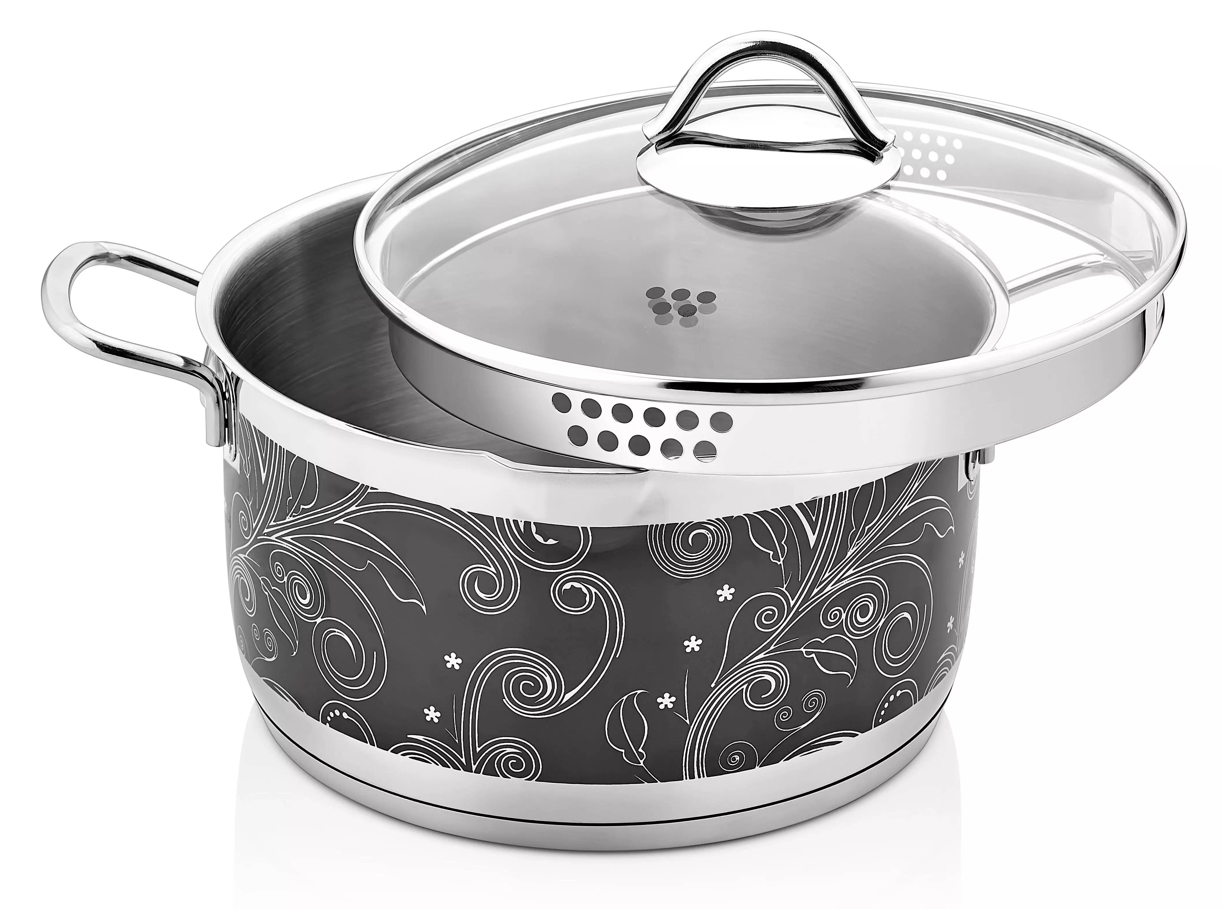 Кастрюля 3,7 л, нерж.сталь, с крышкой 2 слива, "NOTE" DARIIS NOT-729