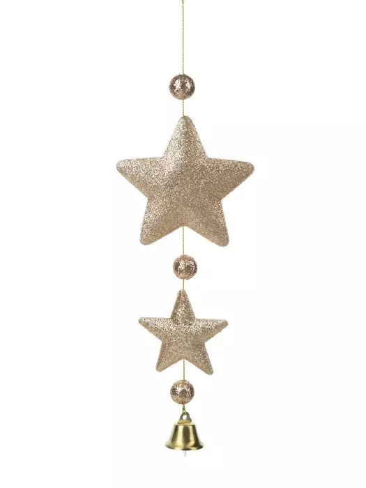 Новогоднее подвесное украшение Две золотые звездочки из полиэтилена / 21x9x2,5см 89483