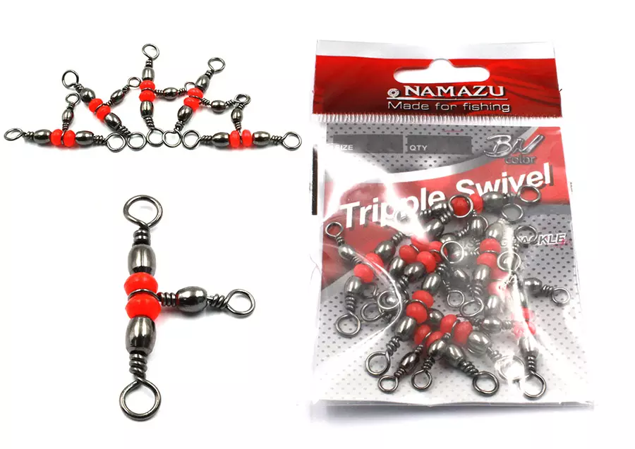 Вертлюг тройной Namazu TRIPPLE SWIVEL, латунь, цв. BN, р. 14 х 16, test-8 кг (уп.10 шт)