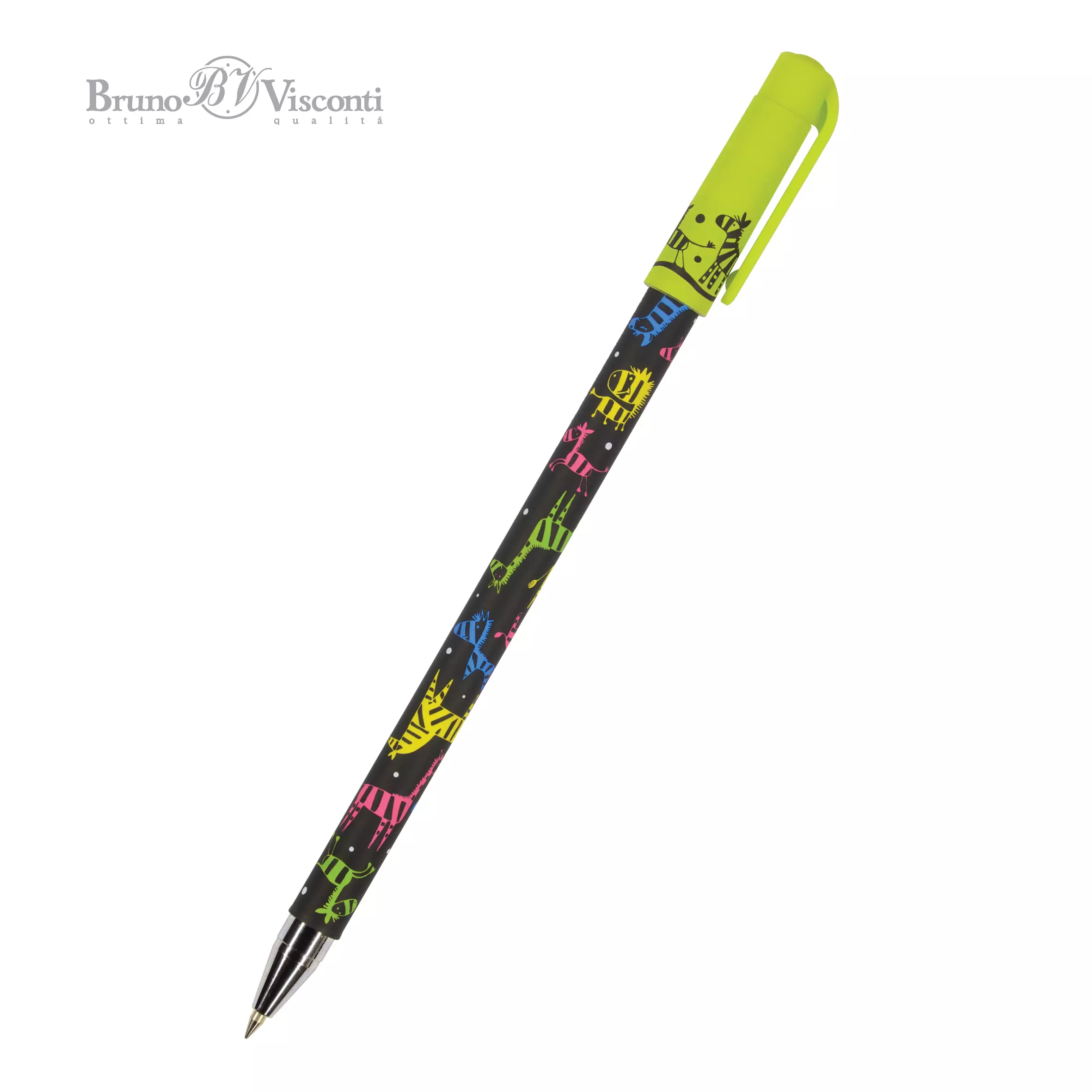 Шариковая ручка BrunoVisconti HappyWrite. Разноцветные зебры 0.5 мм, синяя