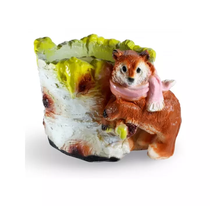 Кашпо садовое из гипса Медведь в бересте 170х220 мм 87