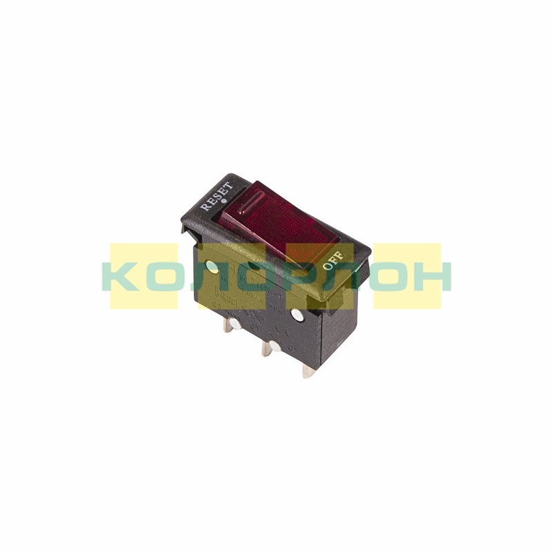 36-2610 Выключатель - автомат клавишный 250V 15А (3с) RESET-OFF красный  с подсветкой  REXANT