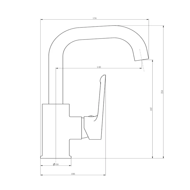 Смеситель для раковины, высокий поворотный излив, графит ESKO Lagos Gun Metal LG26MGM