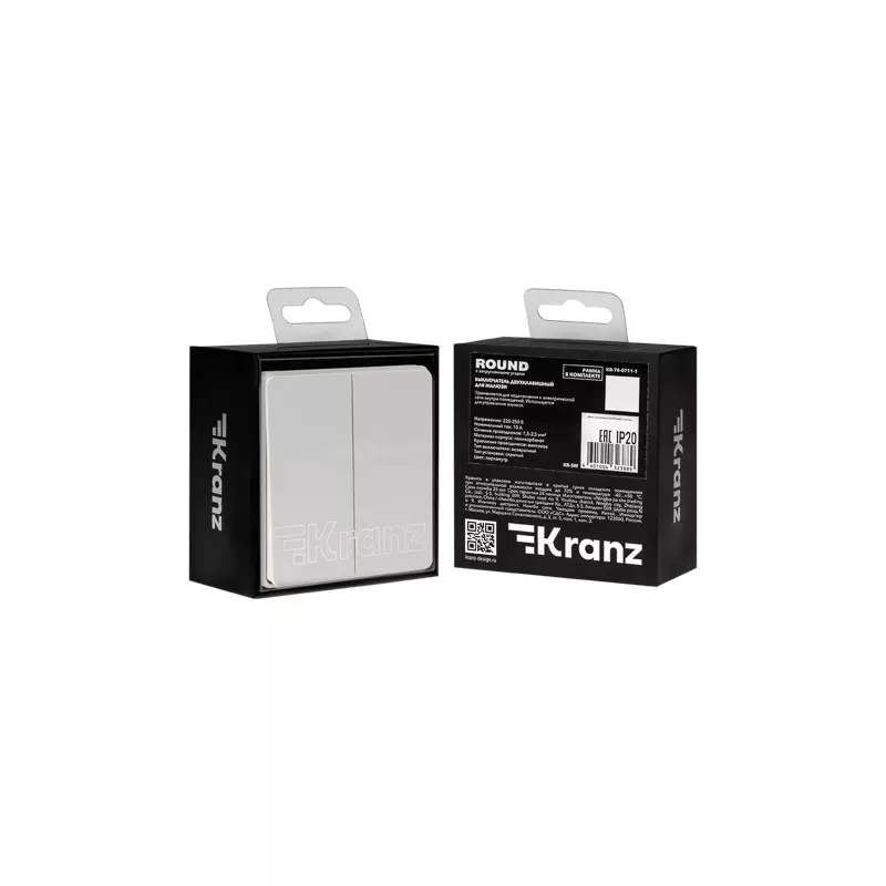 Выключатель встраиваемый 2-клавишный возвратный перламутр Kranz Miele Round KR-78-0711-1