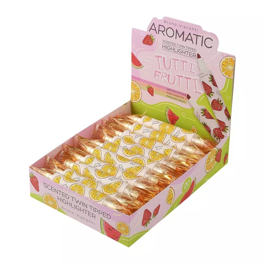 Текстовыделитель ОРАНЖЕВЫЙ, с запахом апельсин, 1-5 мм TUTTI FRUTTI