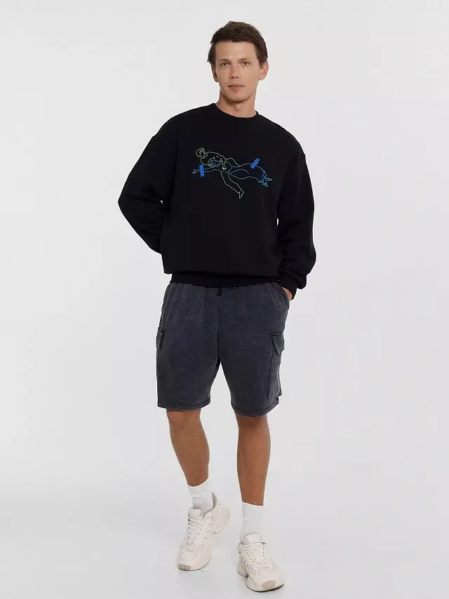 Шорты мужские Mark Formelle 131074 ACID WASH черный, р-р 98-182 (54 / XXL)
