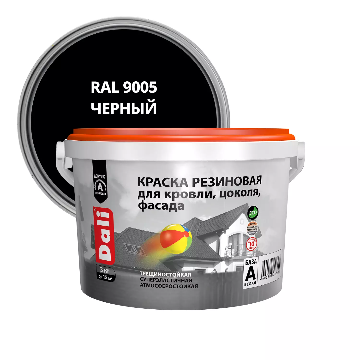 Краска резиновая Dali черный RAL9005 3 кг