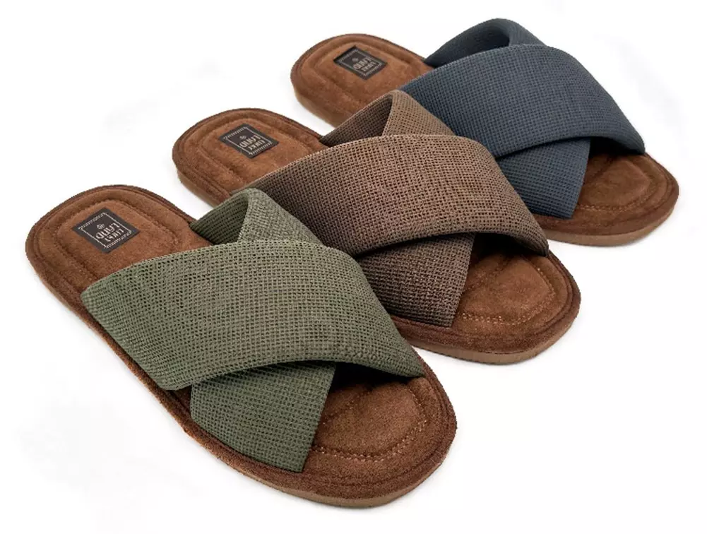 Тапочки мужские открытые LuckyLand 4971 M-CH-O серый/хаки/бежевый, р-р 42